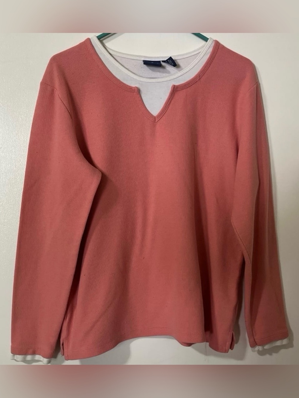 Mountain Lake Pink Tee with White Collar Trim